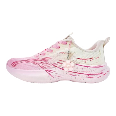 定制球鞋  LiNing李宁 吾跃2.0 樱花风铃 耐磨低帮 跑步鞋 女款