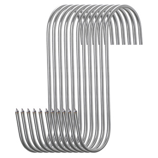 实心不锈钢挂肉钩子家用晒干鱼腊肉香肠挂勾S型加粗承重尖头铁钩