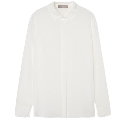 FALCONERI意式经典优雅通勤上衣女士小领桑蚕丝长袖衬衫DML426Q