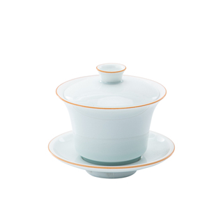 羊脂玉瓷三才盖碗可悬停单个不烫手陶瓷泡茶碗办公家用杯功夫茶具