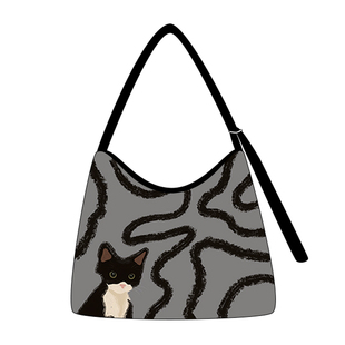 尼睿新款时尚简约斜挎包原创可爱小猫日常百搭通勤拉链帆布包Z02