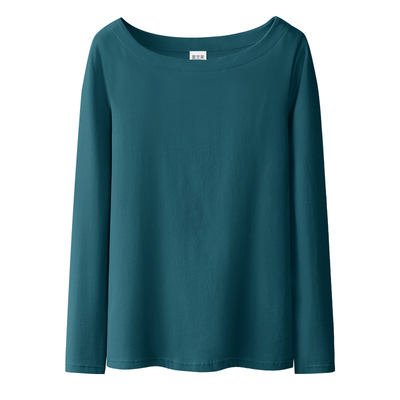 纯色修身半圆领长袖t恤打底衫女