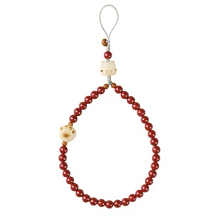 古风朱砂手机链挂绳吊坠挂饰串珠猫爪挂件手机壳本命年手腕绳男女