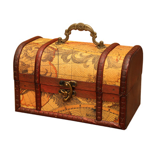 复古儿童百宝箱收纳盒精致带锁木质饰品首饰盒宝藏密码小木盒子