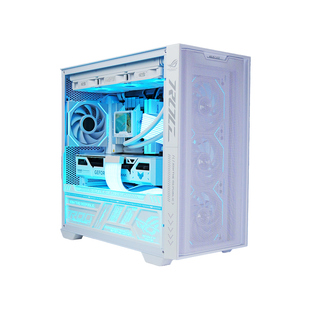 华硕A21追影系列主机DIY组装机250K/270K/13400TEF/14600KF/5060Ti/RTX5070Ti天选显卡白色台式电脑镭射灯板
