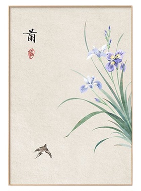 中式梅兰竹菊客厅装饰画沙发背景
