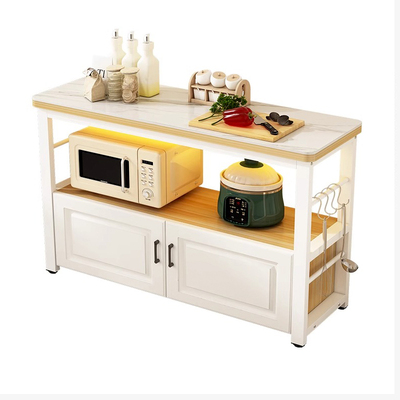 岩板厨房切菜桌操作台家用落地多层置物架微波炉烤箱储物柜双层桌