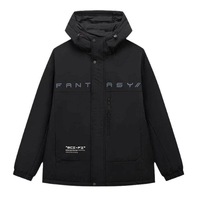 特步宽松2024冬季新款薄棉服保暖