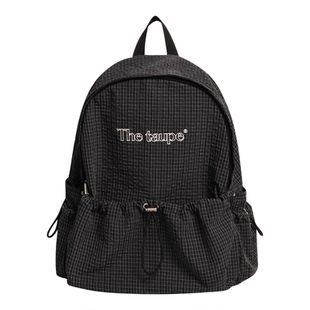 Unique blue博主同款双肩包大学生刺绣学生书包大容量多口袋背包