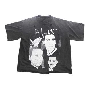 Without Me/PunkFK水洗褪色短袖破洞boxy短宽朋克乐队tee圆领短袖