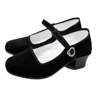 老八路布鞋红军圆口鞋民国百姓船头黑色成人新四军八路军演出鞋子