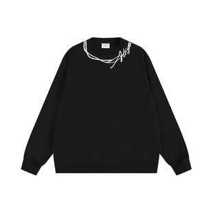 ATRY圆领刺绣卫衣男秋冬新款潮牌美式复古宽松休闲重磅情侣上衣女