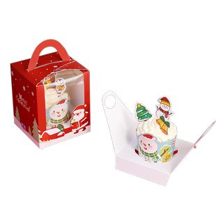 圣诞节纸杯蛋糕包装盒2/4/6粒手提马芬杯盒子透明蛋挞礼盒装杯子