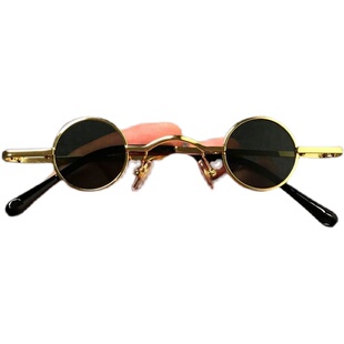 朋克圆形墨镜太子镜眼镜复古太阳镜男女款超小框款汉奸嘻哈凹造型
