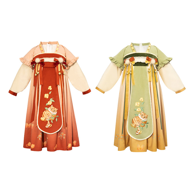 [鹤猫]汉服女童春秋高端儿童唐装春款宝宝古装中国风.柿柿如意