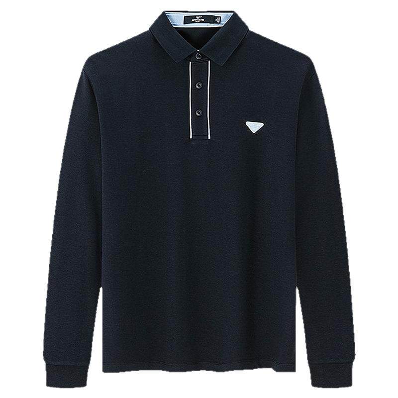 七匹狼凉感华夫格长袖POLO衫男