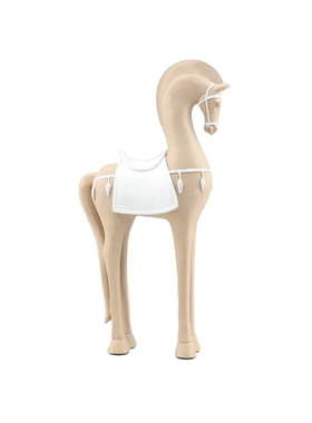 极简树脂仿木纹站立马雕塑摆件