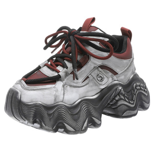 厚底老爹鞋女2025春季新款休闲松糕鞋百搭爆款增高做旧擦色运动鞋