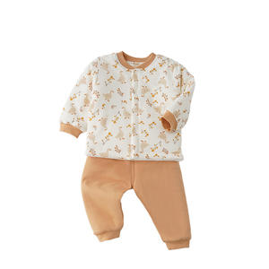 跳跳兔卡通120克宝宝夹棉套装分体冬季外出加厚保暖婴儿家居棉服