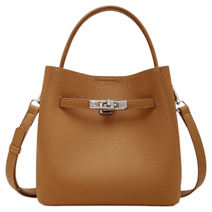 头层牛皮水桶包女2026新款大容量真皮菜篮子高级感单肩手提斜挎包