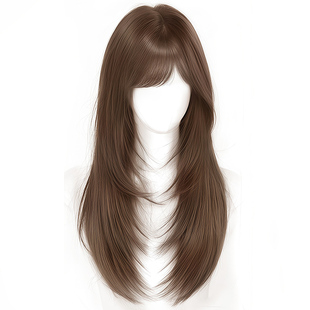 假发全头套女免发网古早感斜刘海精修高层次自然仿真日常整顶假发