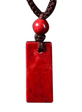 朱砂原矿手工打磨本命年无事牌