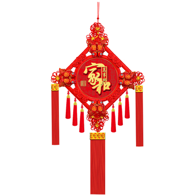 3D彩绘桃木大号福字中国结挂件