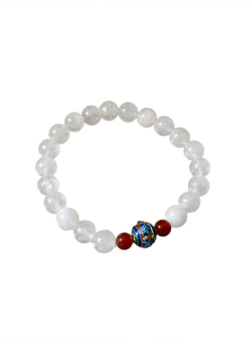 玛瑙串珠梅花福牌编织绳手链