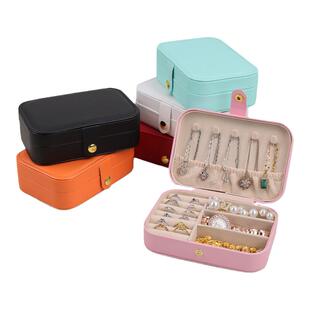 精致首饰盒女百纹PU皮珠宝饰品盒便携防氧化耳钉项链戒指盒收纳盒