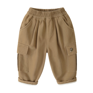 右欧儿童加绒工装裤男童长裤女童棉裤春秋冬新款加厚保暖冬装裤子