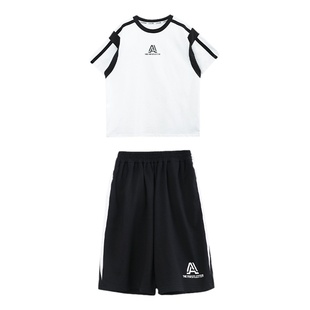 小o宝okids男童套装夏季新款帅气大童休闲运动短袖短裤两件套