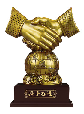 聚善缘合作共赢握手摆件工艺品