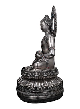 佛像古法做旧白铜鎏银阿弥陀佛