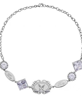 蝴蝶男女徽章字母锁骨链项链