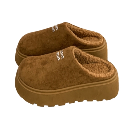 撤柜真皮厚底加绒保暖勃肯棉拖鞋