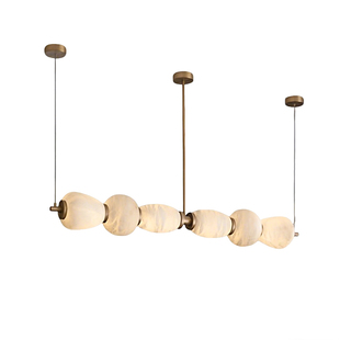 一字长条餐厅云石吊灯莲藕设计师款轻奢全铜中岛吧台茶室前台灯具