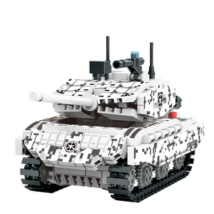 2026新款99A豹2雪地坦克男孩益智玩具军事装甲车拼装积木模型礼物