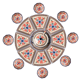 波兰团圆拼盘餐具盘子菜盘陶瓷饭碗家用碗碟套装圆桌年夜饭餐盘