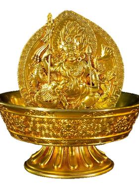 藏式水供白财神鎏金装饰摆件