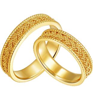 明牌珠宝黄金戒指 Mingles相偕系列足金编织情侣对戒AFM0117 计价