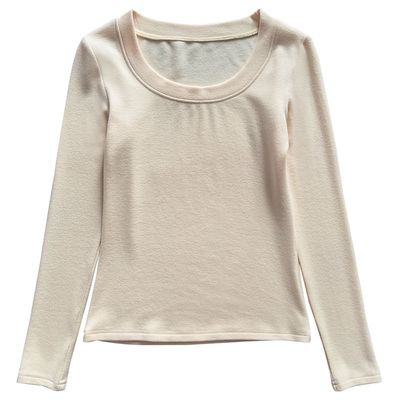 秋冬低领德绒打底衫女加厚2025新款双面磨毛加绒保暖洋气内搭小衫