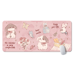 鼠标垫子女生高颜值超大号粉色卡通可爱办公电脑桌垫定制书桌防滑