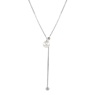 suzyacc kr小众设计可抽拉仿珍珠长款项链2026年简约气质毛衣链