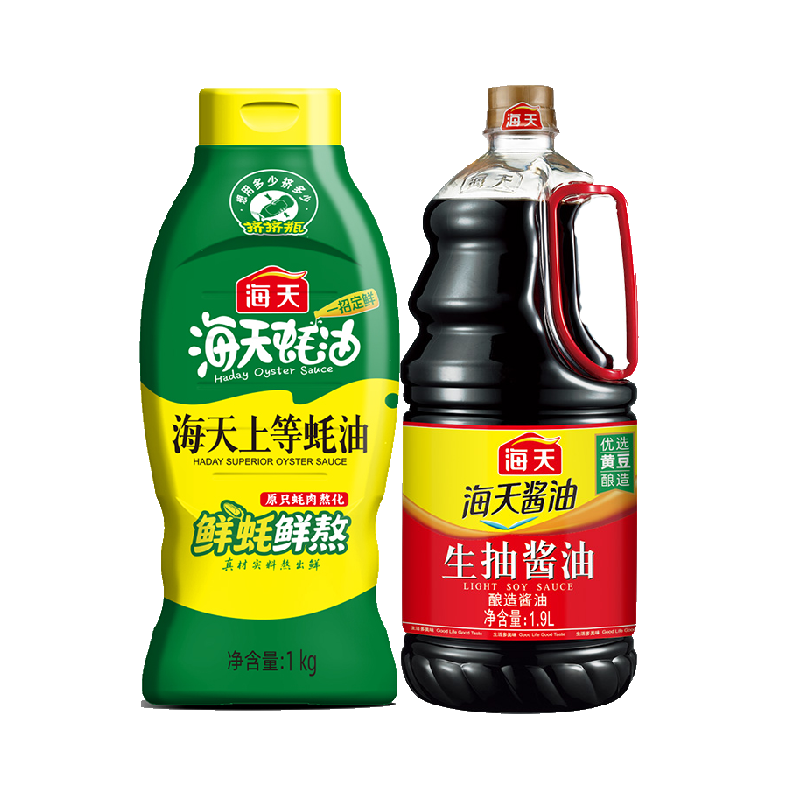 海天上等蚝油1Kg+生抽酱油1.9L