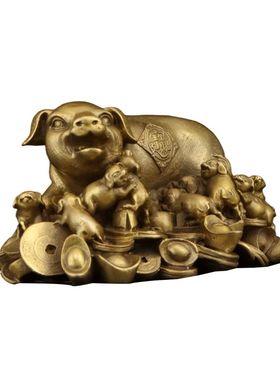 纯铜猪摆件招财生肖猪金钱猪福猪