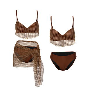 欧美高级感分体比基尼三件套泳衣女纯欲辣妹性感温泉绝美海边度假