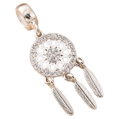 铜镀厚银捕梦网流苏小滴溜挂件