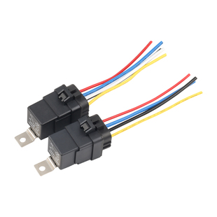 40a防水汽车继电器12V24v大灯空调风扇喇叭4脚5脚线座常开常闭80A