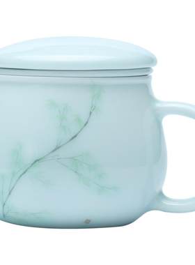 昌南陶瓷影青茶水分离办公泡茶杯