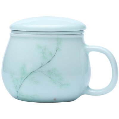 昌南陶瓷影青茶水分离办公泡茶杯